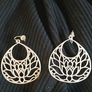 Solid silver lotus earrings handmade Bali